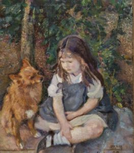 Das Mädchen mit dem Hund, Armando Spadini (1883 - 1925) 