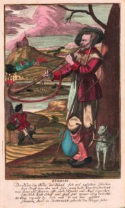 Kuhhirt, kolorierter Kupferstich von Weigel, um 1720