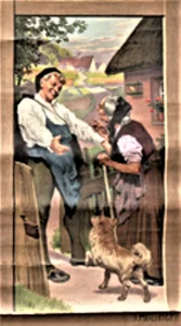 Ausschnitt aus eine ausrollbaren Schulwandkarte zum Märchen ,,Hans im Glück'', Entwurf von Paul Hey (Ausschnitt), Dritttes Reich