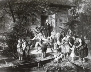 Kretzschmer, Johann Hermann (1811 - 1890) 1890 (vor) ,,Heimfahrt aus der Schule im Spreewald, Danzig, Centralne Muzeum Morskie