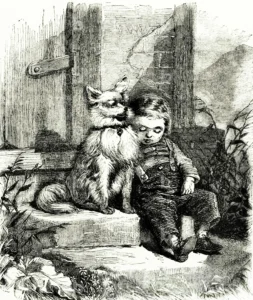 NNNN JJJJ Eingeschlafen Gravur nach dem Gemälde von Leonard, Jules (1827 - 1897), JJJJ, On the Watch - A Boy with His Dog