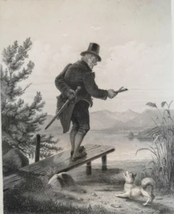 Naumann, Carl Georg (1827 - 1902) 1851 Spaziergang am See, Stahlstich, pinx. und sculp. Baumann,Verlag der Kunstanstalt des österreichischen Lloyd in Triest
