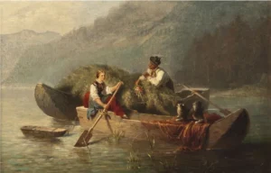 Naumann, Carl Georg (1827 - 1902) Begegnung auf dem See