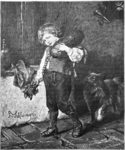 Schlesinger, Felix (1833 - 1910) JJJJJ Der treue Freund in Versuchung, aus einer illustrierten Zeitschrift um 1850 (Holzstich ,,Weiße Spitze''