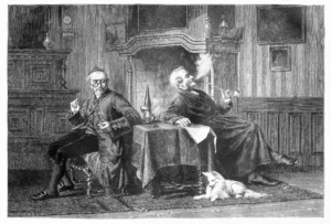 Webb, James (1835 - 1895) 1868 Die unterbrochene Zeitungslectüre, Artikel in ,,Die Gartenlaube‘‘, 1868, Heft 40